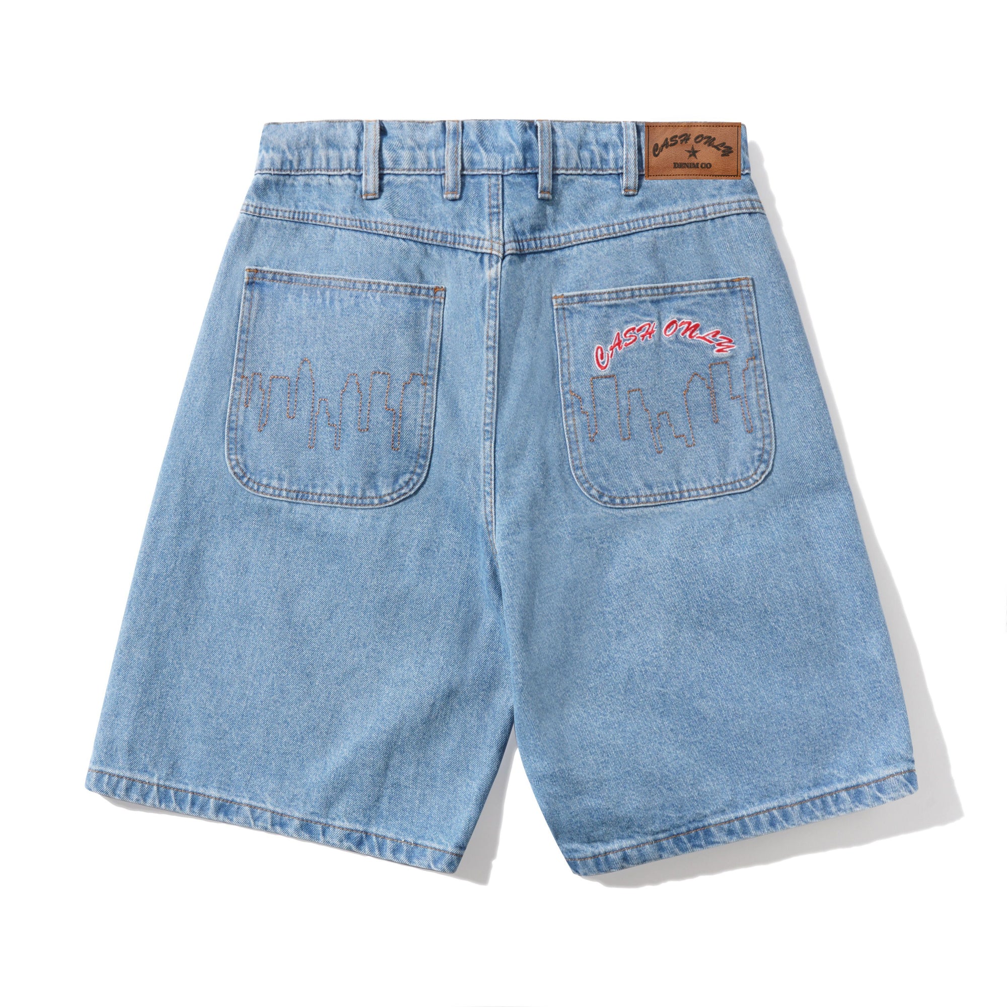 Logo Baggy Denim Shorts, Washed Indigo