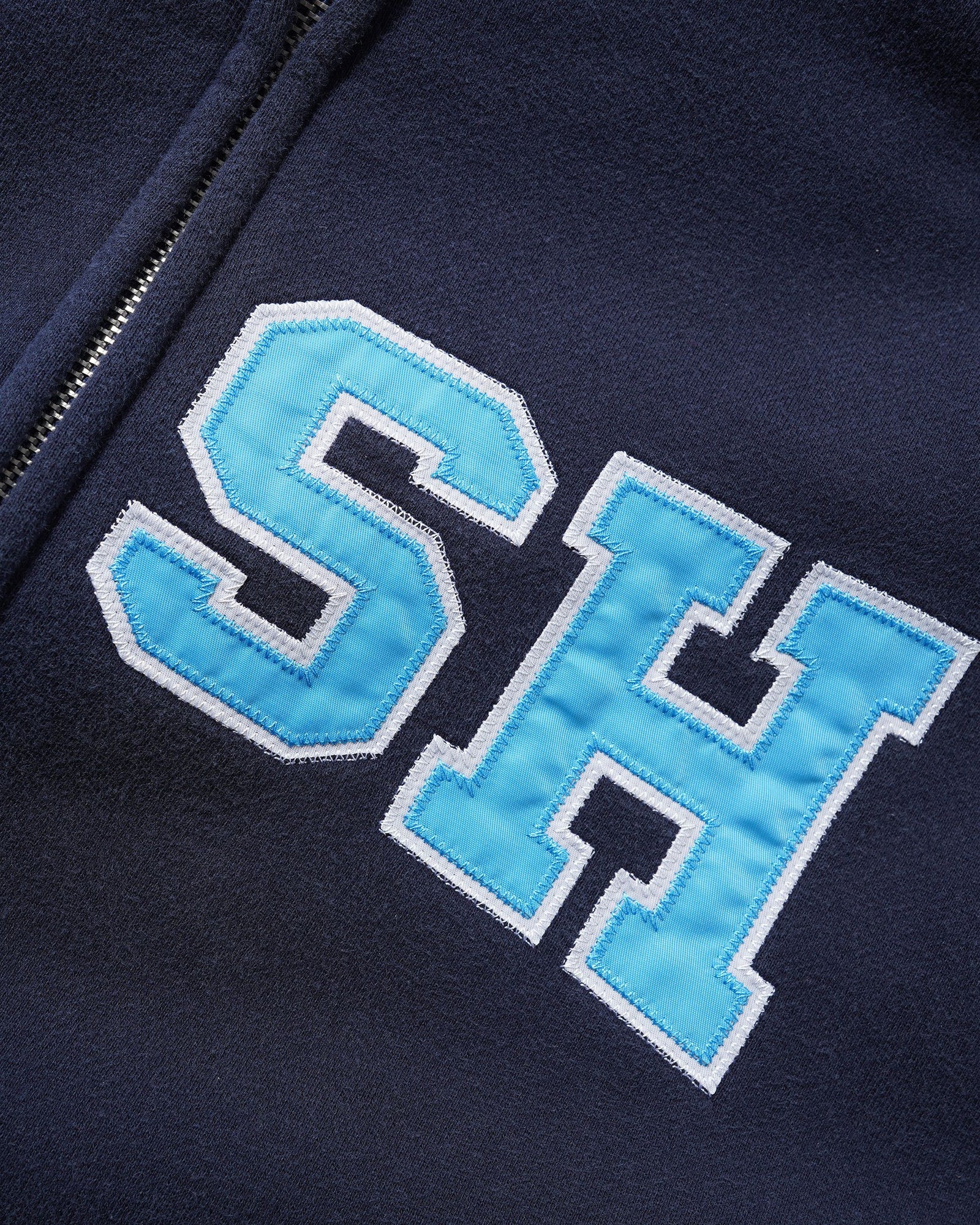 Campus Applique Zip-Thru Hood, Washed Navy