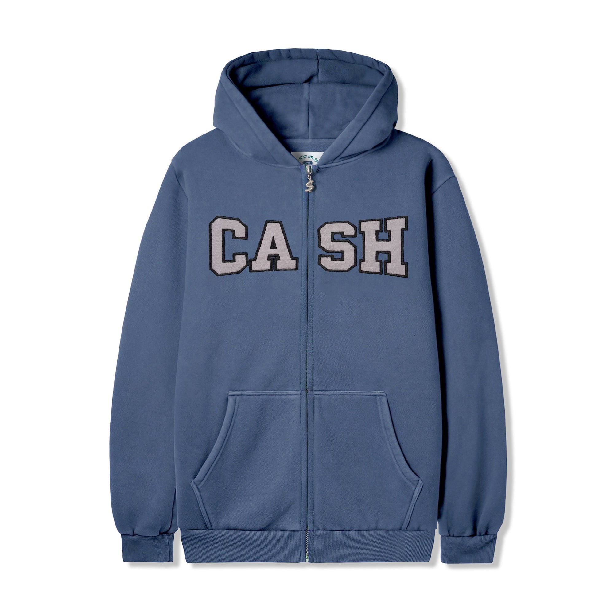 Campus Zip-Thru Hood, Washed Denim