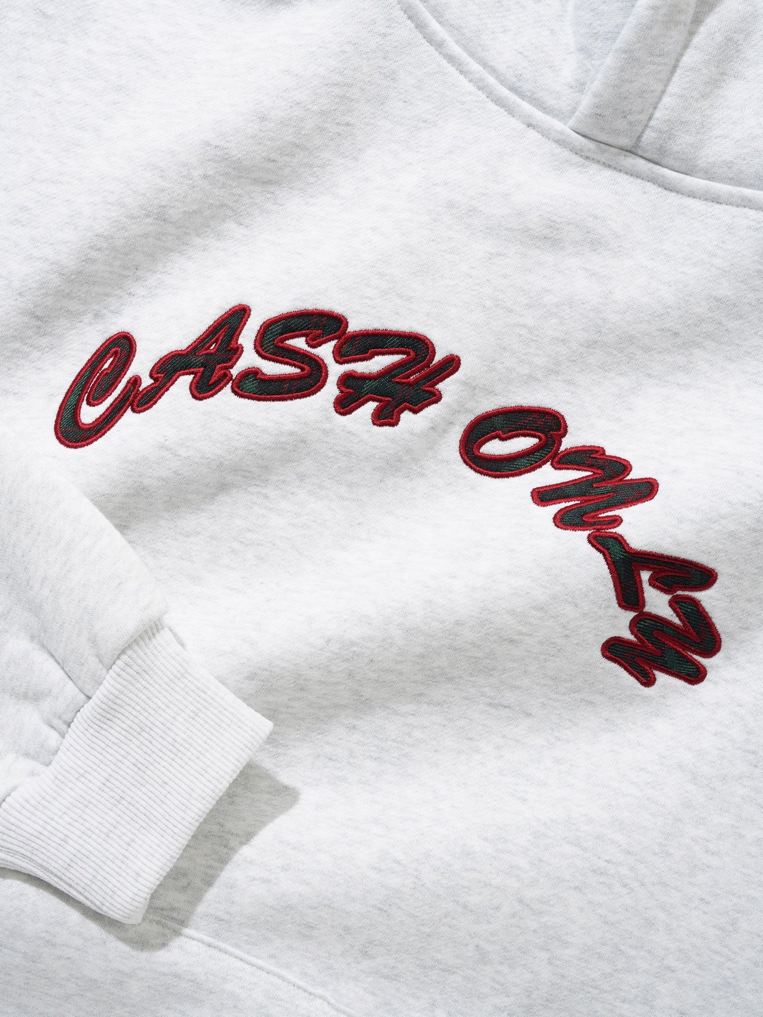 Plaid Applique Logo Pullover Hood, Ash