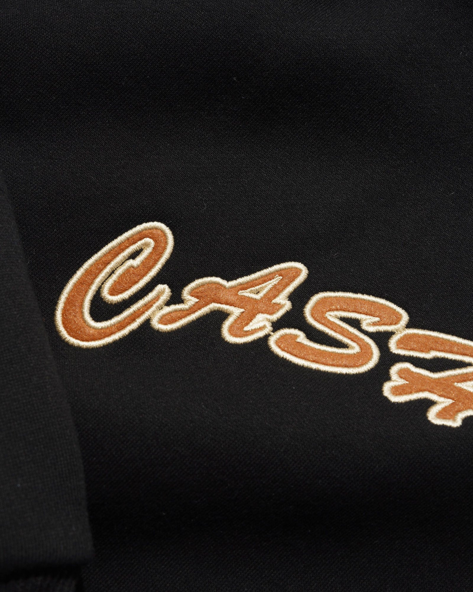 Felt Applique Logo Pullover Hood, Black