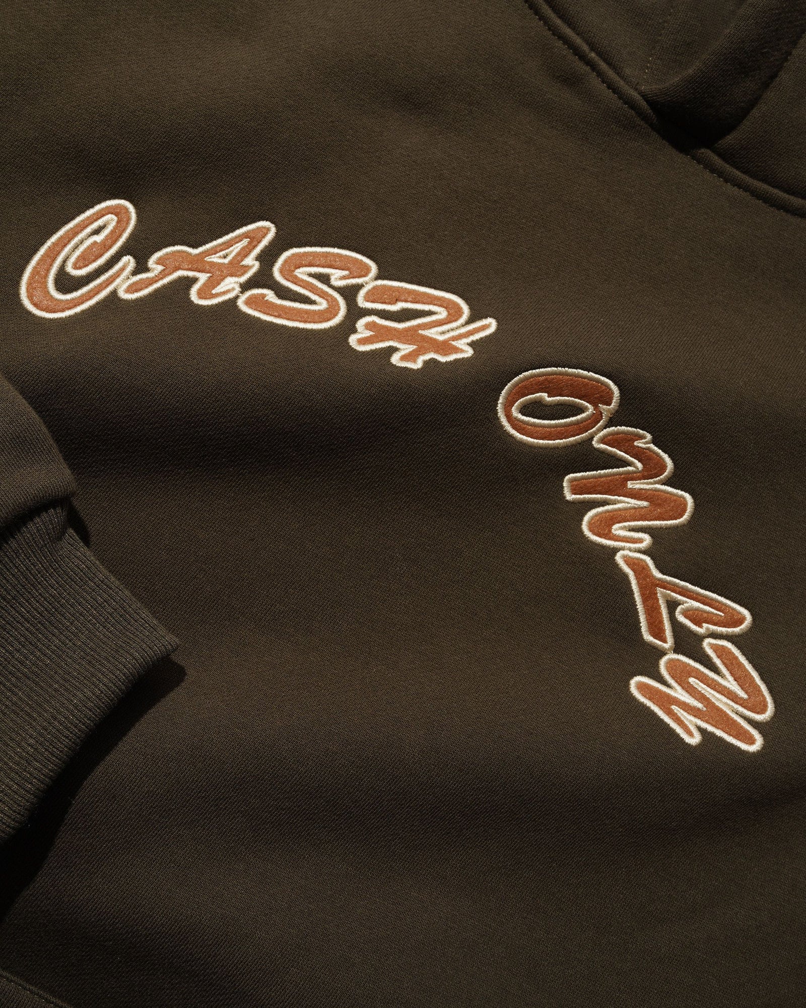 Felt Applique Logo Pullover Hood, Brown