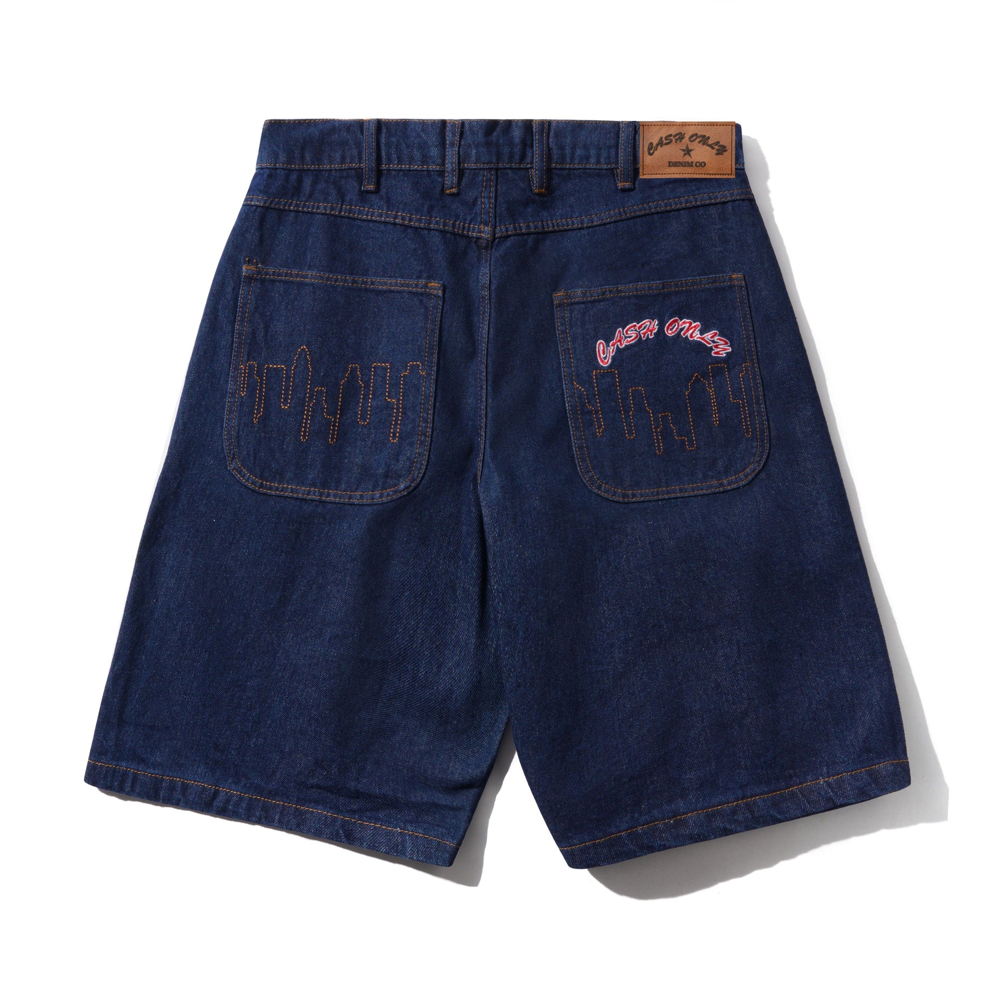 Logo Baggy Denim Shorts, Raw Indigo