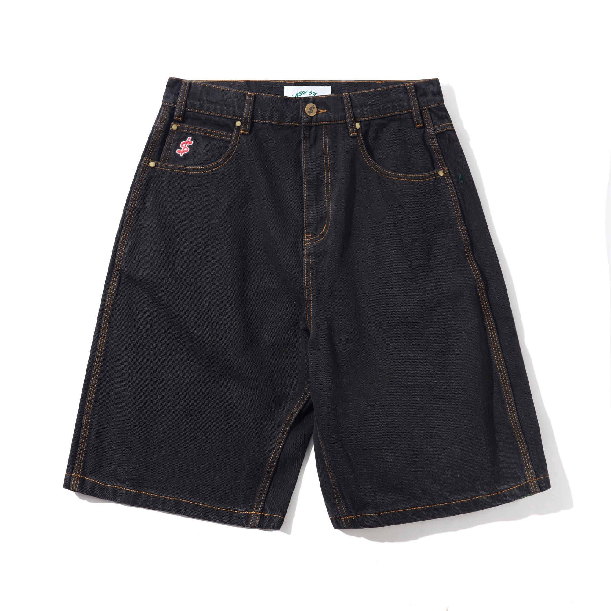 Logo Denim Shorts, Washed Black