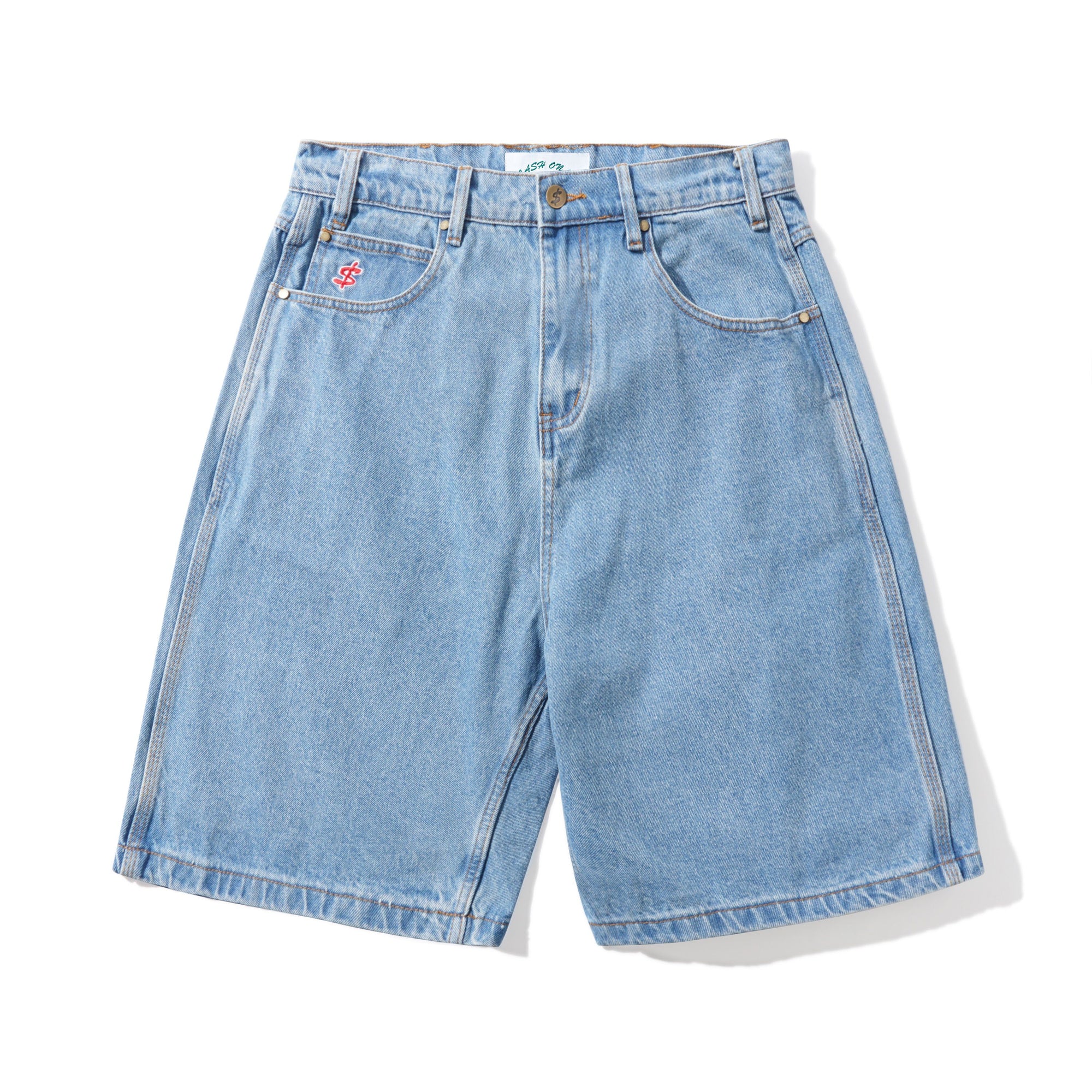 Logo Denim Shorts, Washed Indigo