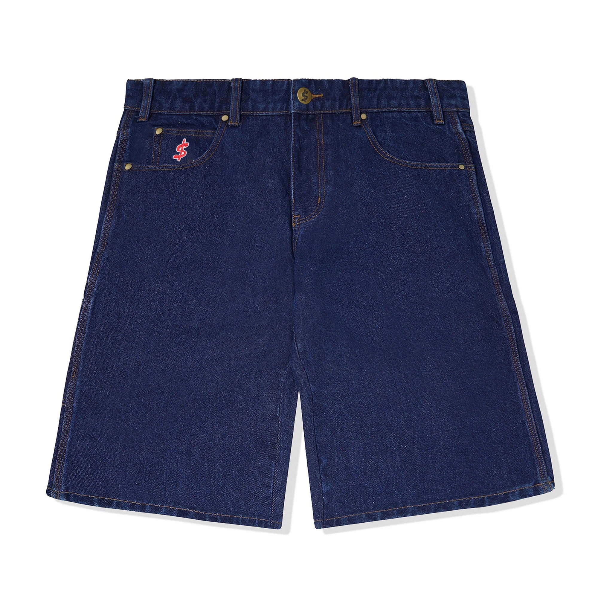 Logo Denim Shorts, Raw Indigo