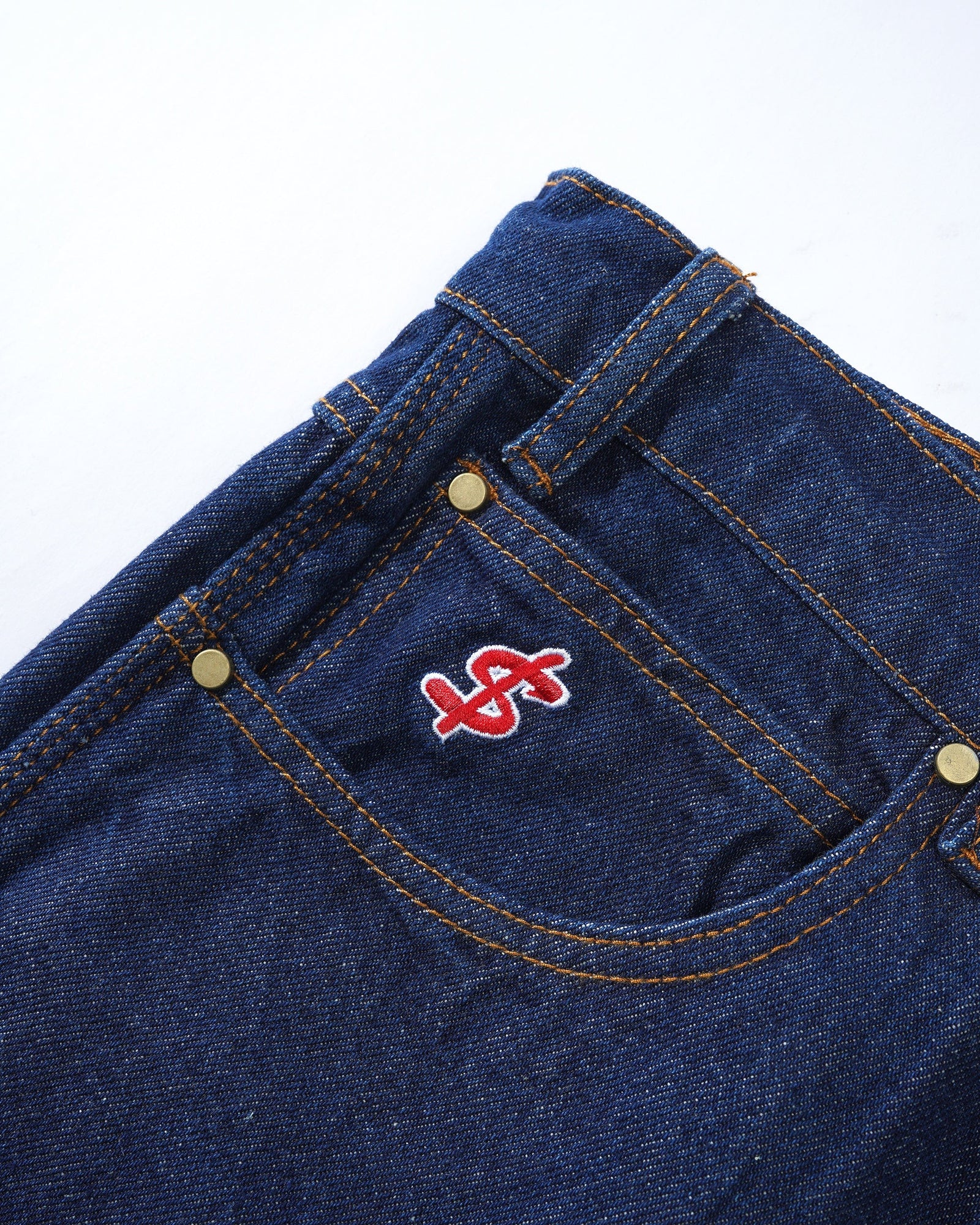 Logo Denim Shorts, Raw Indigo