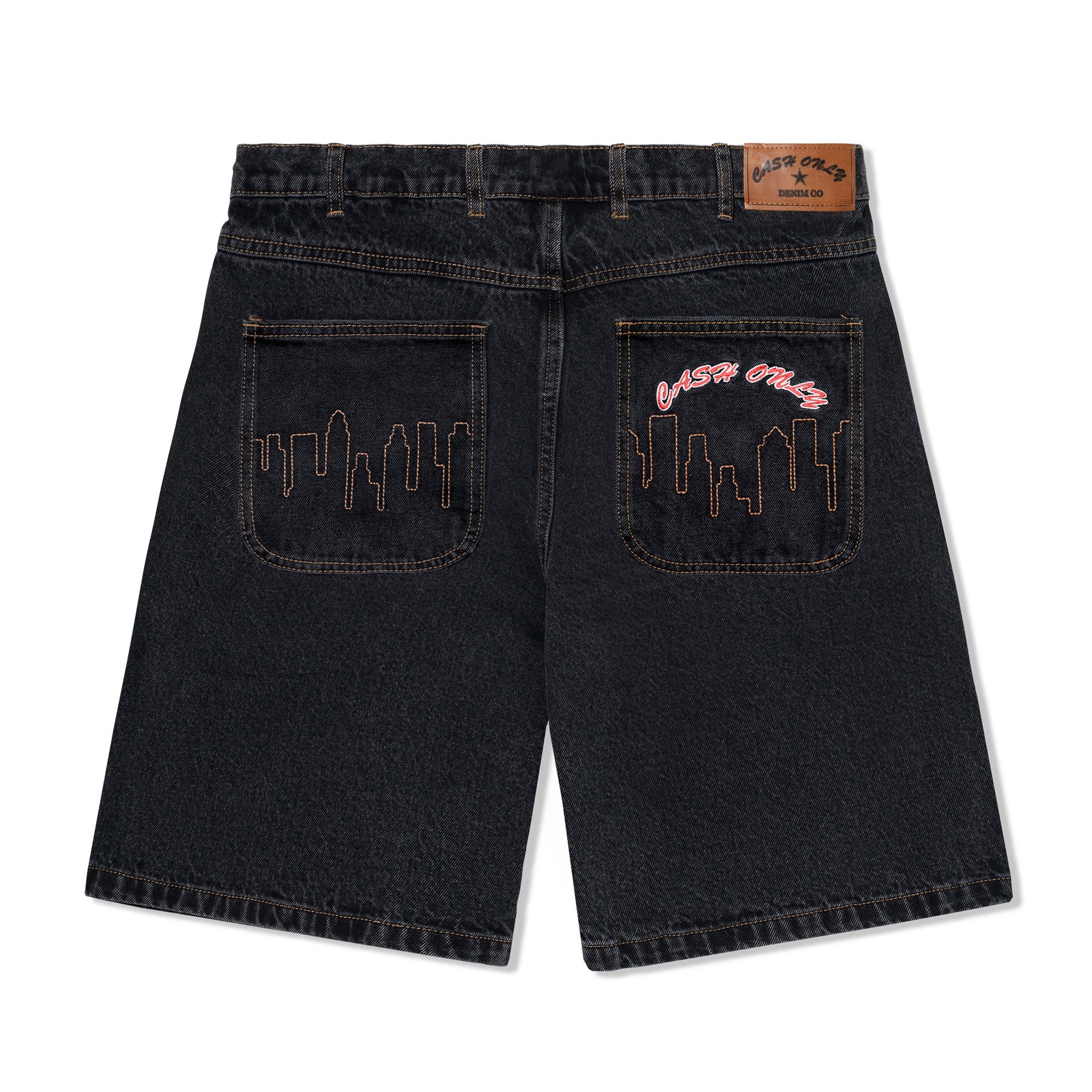 Logo Denim Shorts, Washed Black