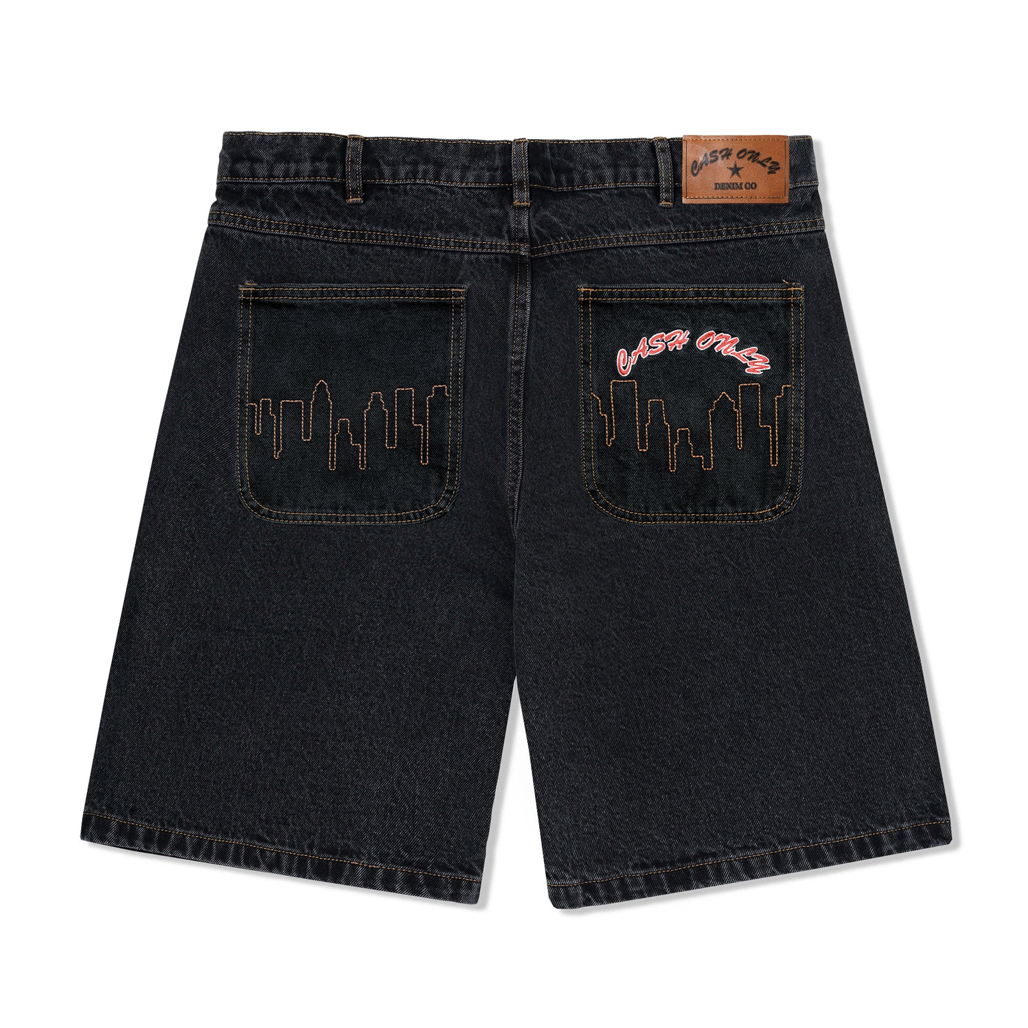 Logo Denim Shorts, Washed Black