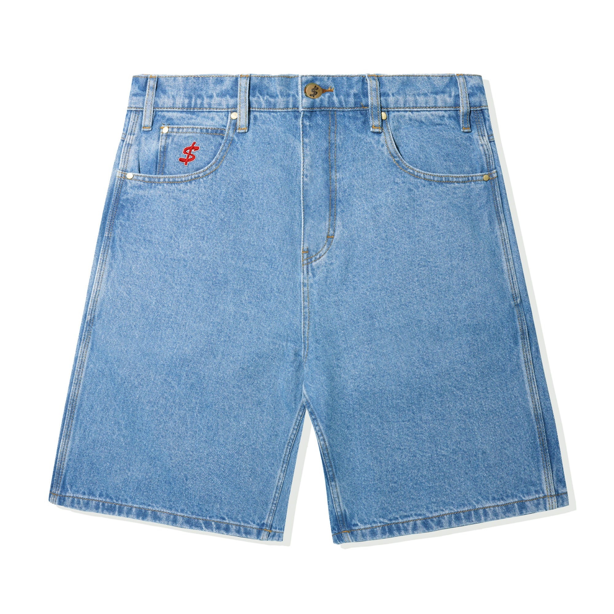 Logo Denim Shorts, Washed Indigo