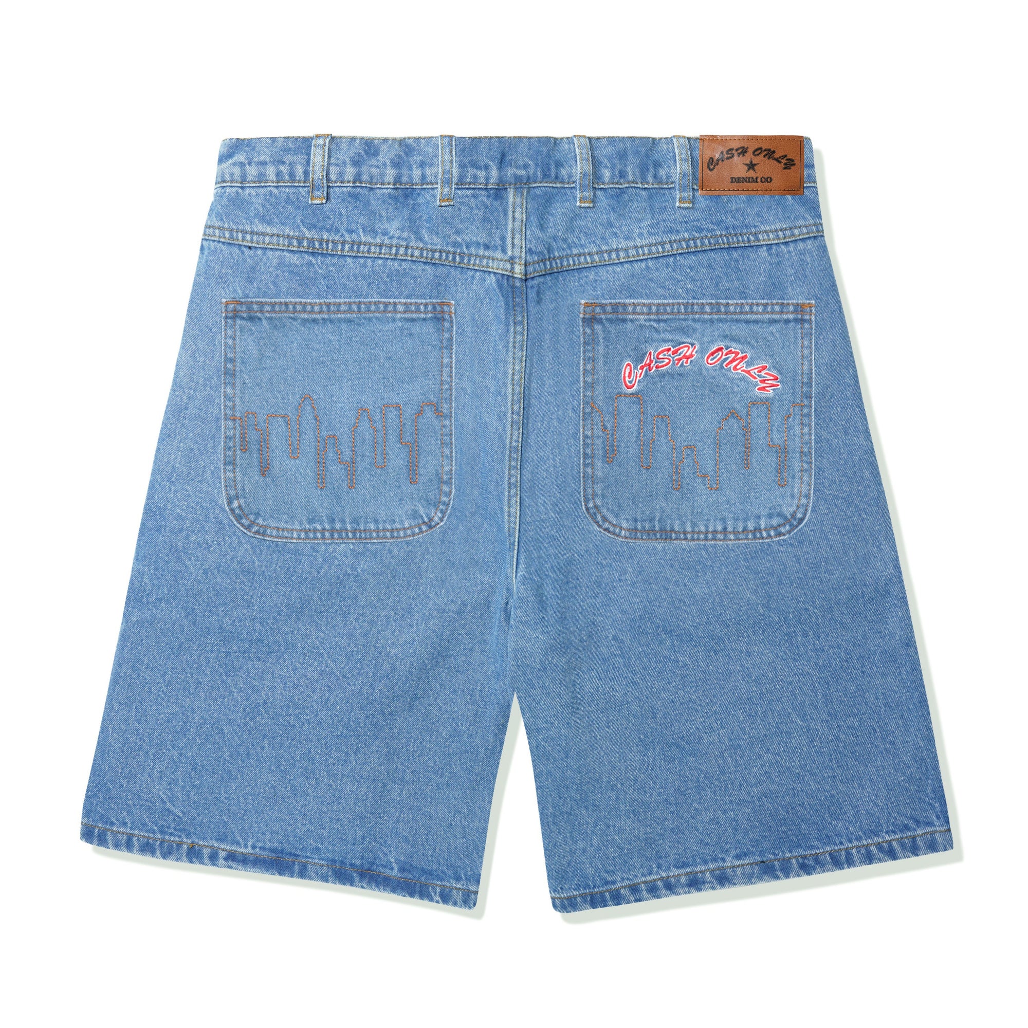 Logo Denim Shorts, Washed Indigo