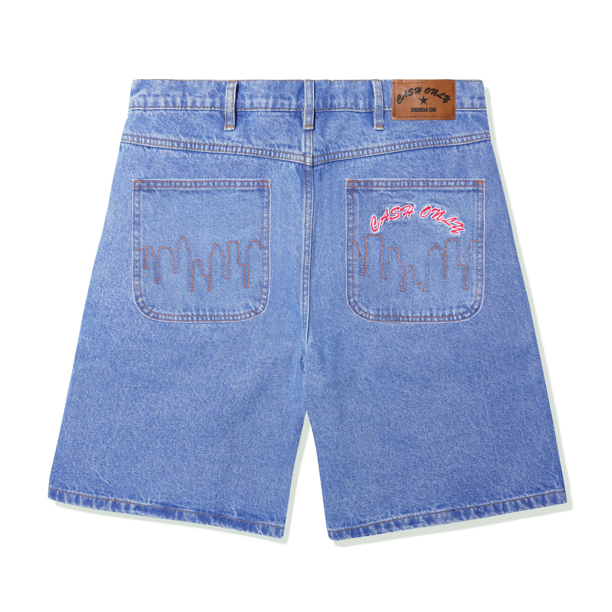 Logo Denim Shorts, Washed Indigo