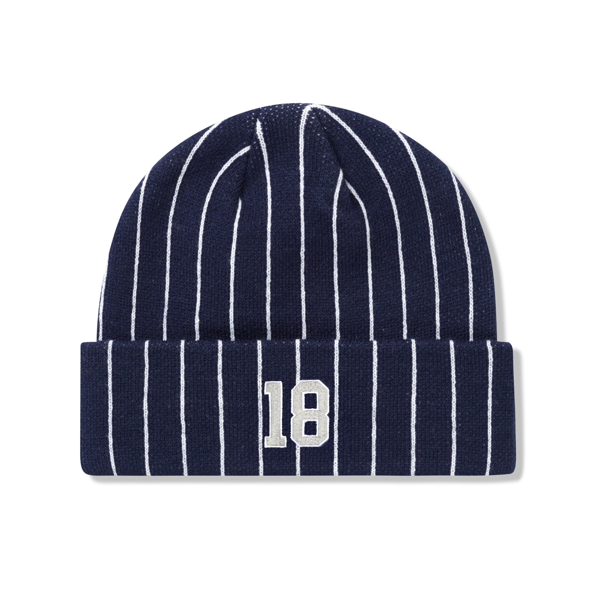 Pinstripe Beanie, Navy