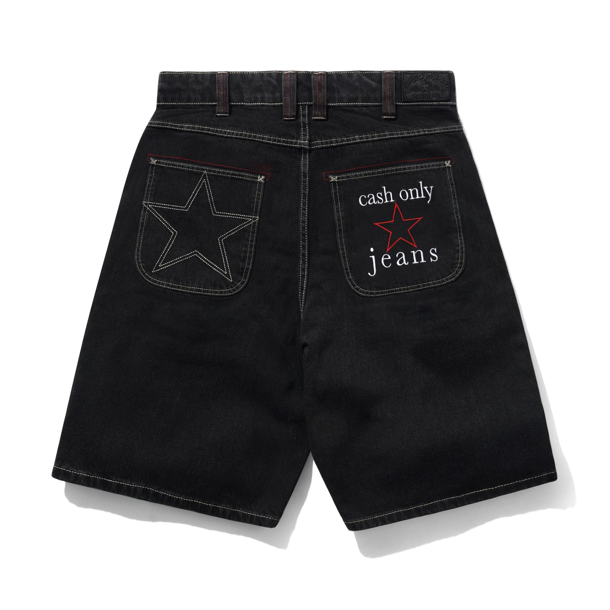 Stars Denim Shorts, Washed Black