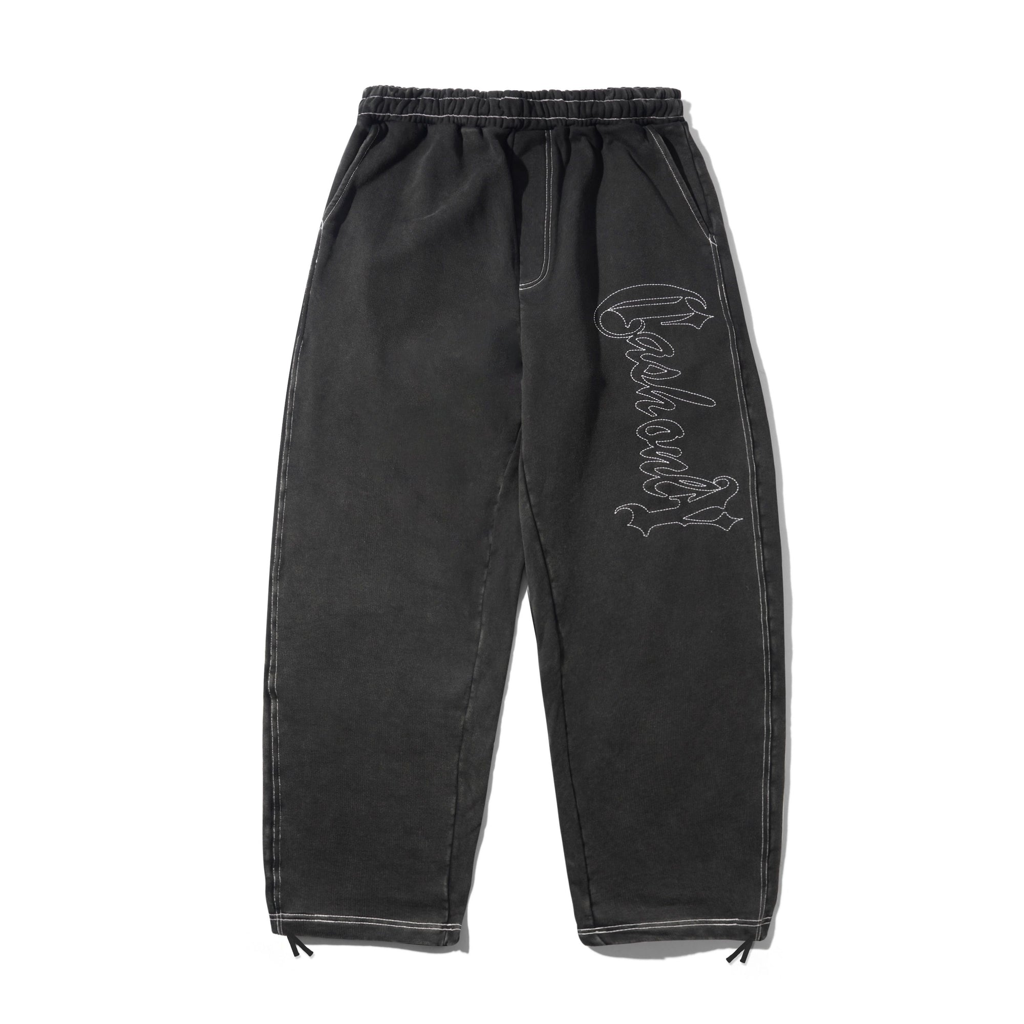 Strip Fleece Sweatpants, Washed Black