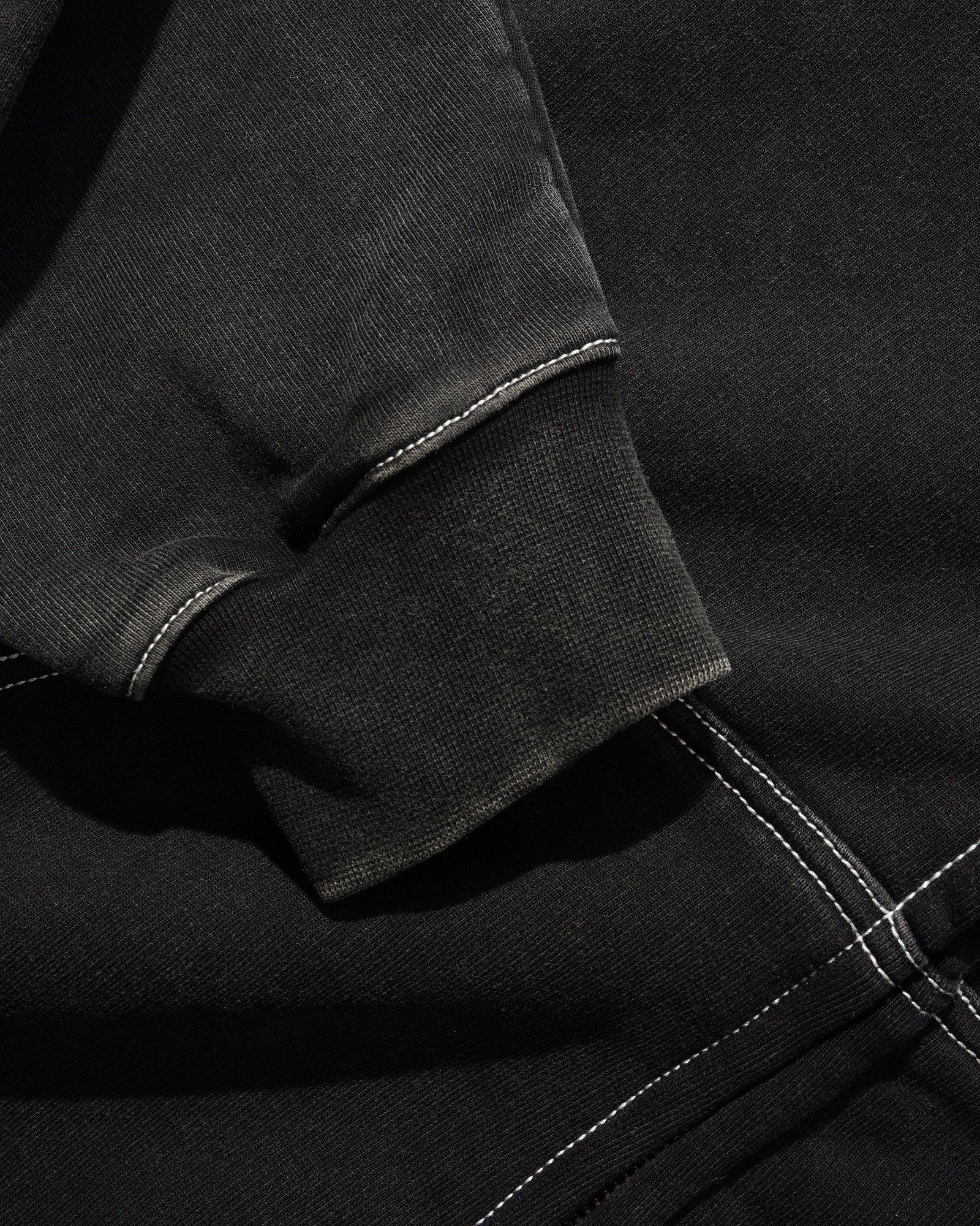 Strip Zip-Thru Hood, Washed Black