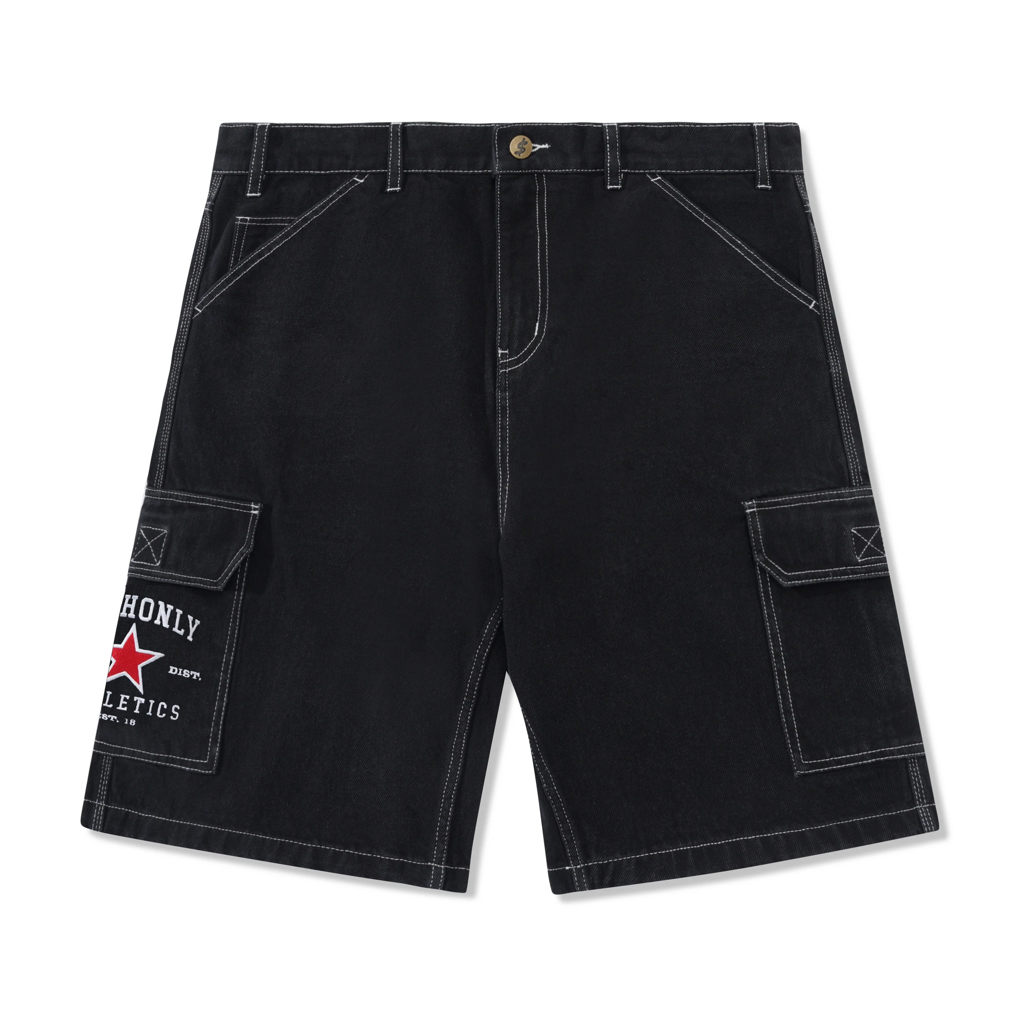 Athletics Denim Shorts, Washed Black