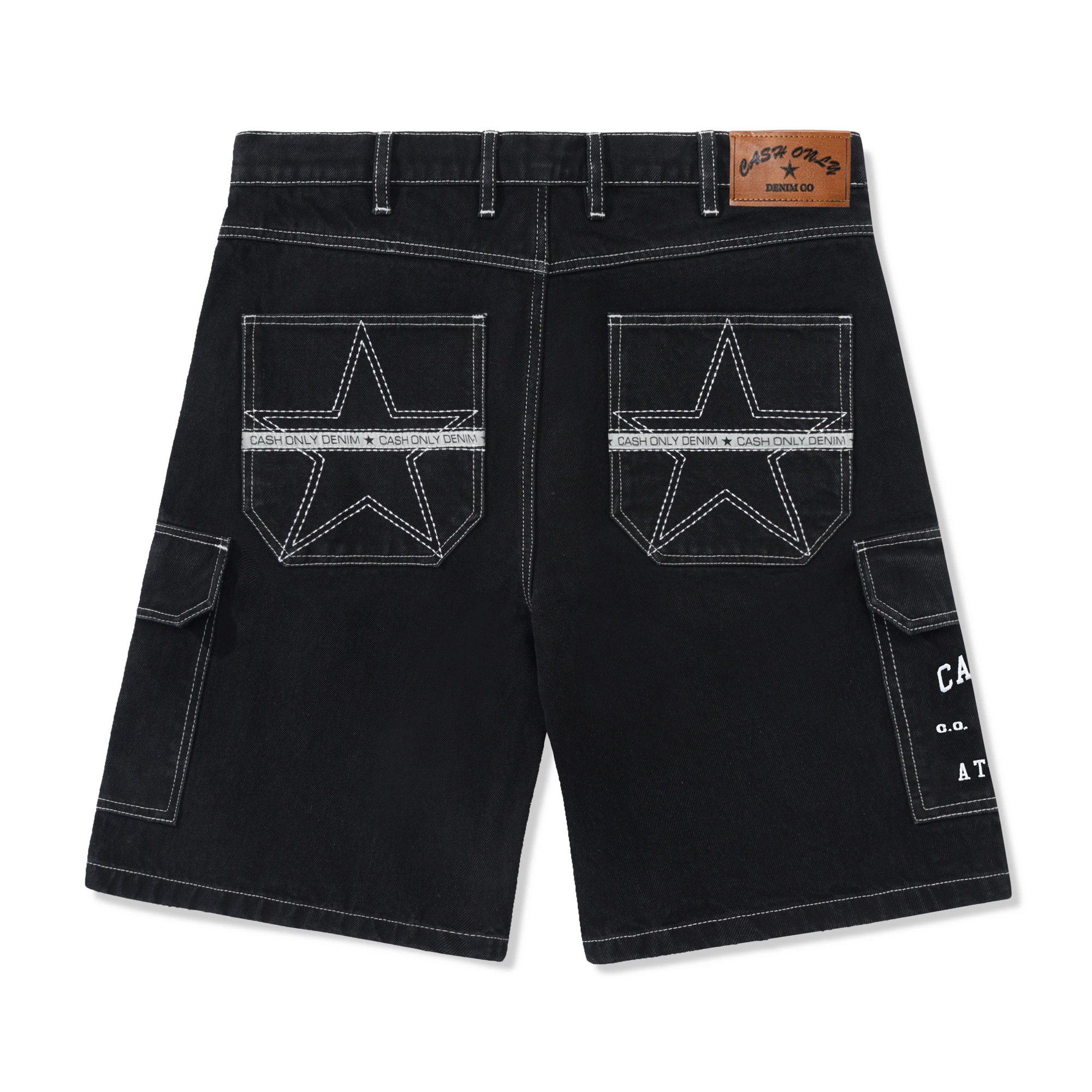 Athletics Denim Shorts, Washed Black