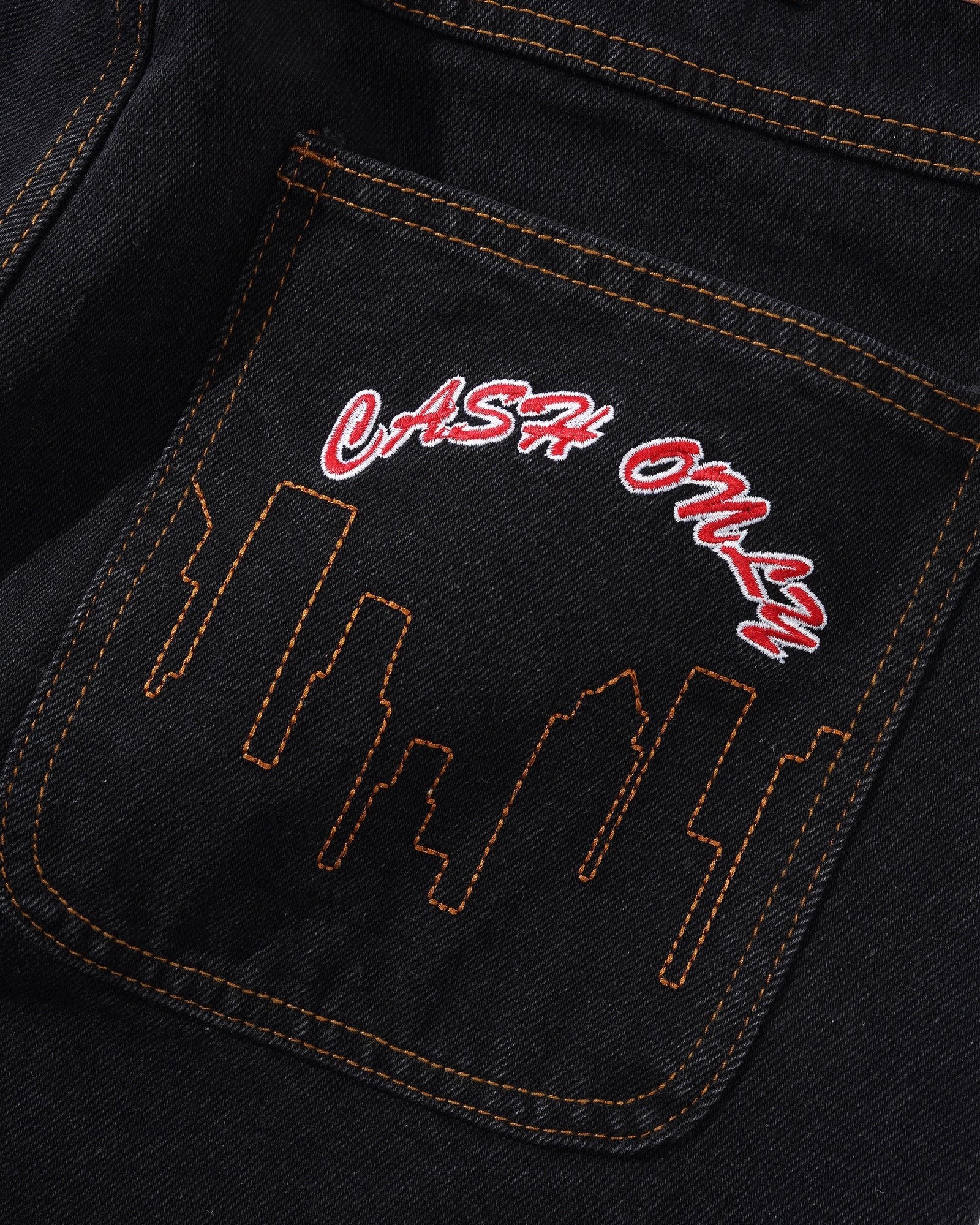 Logo Baggy Denim Jeans, Washed Black  