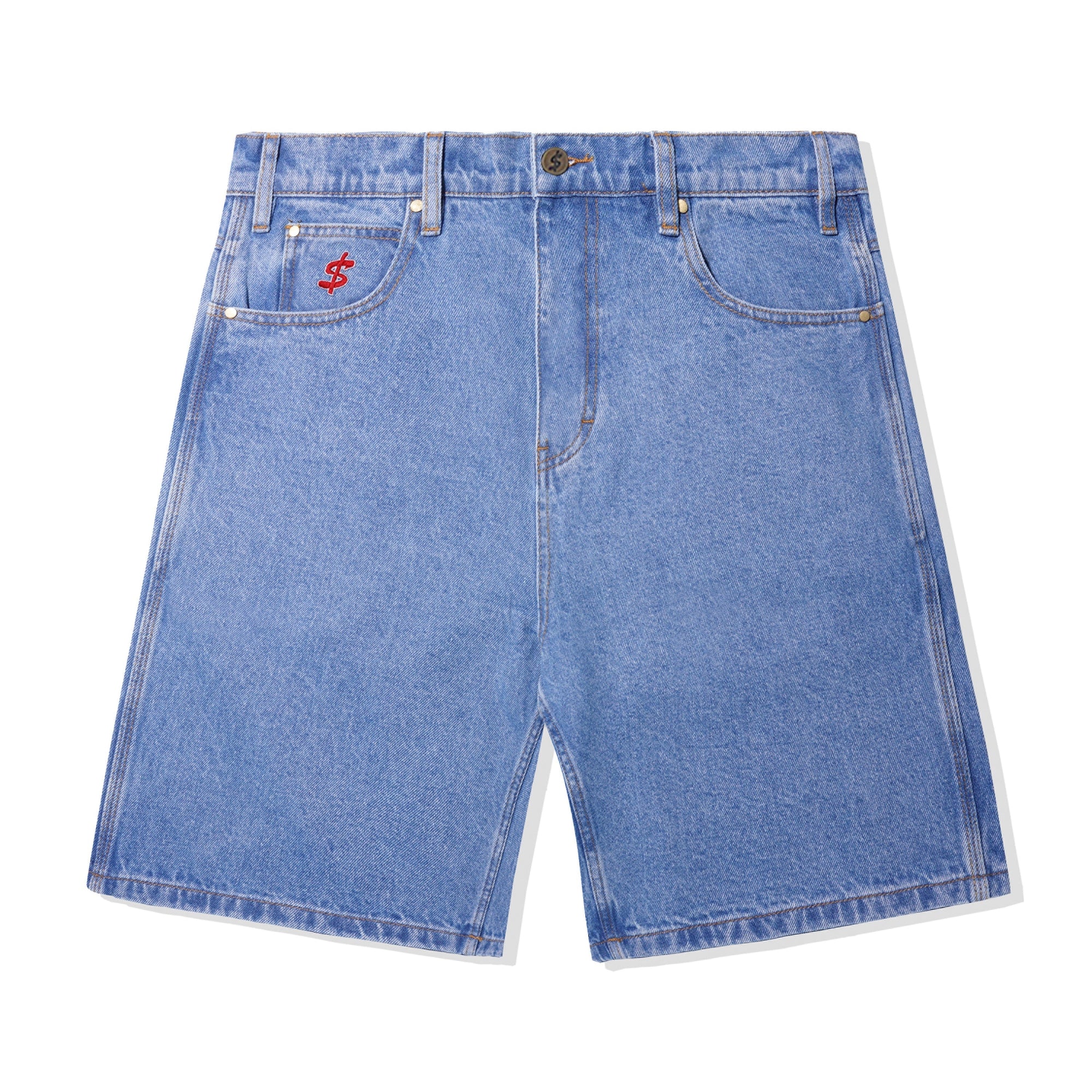 Logo Denim Shorts, Washed Indigo  