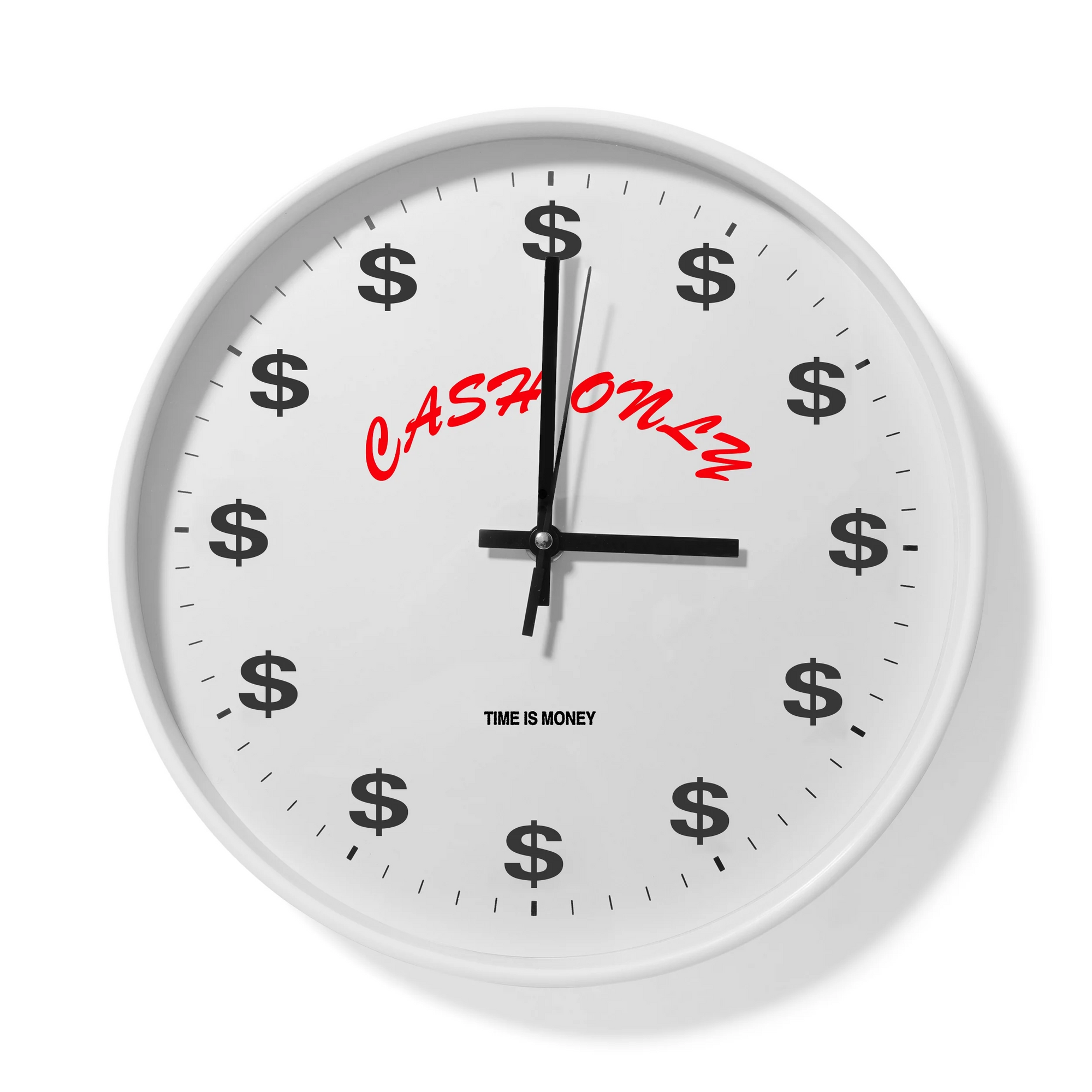 Time Is Money Wall Clock, White