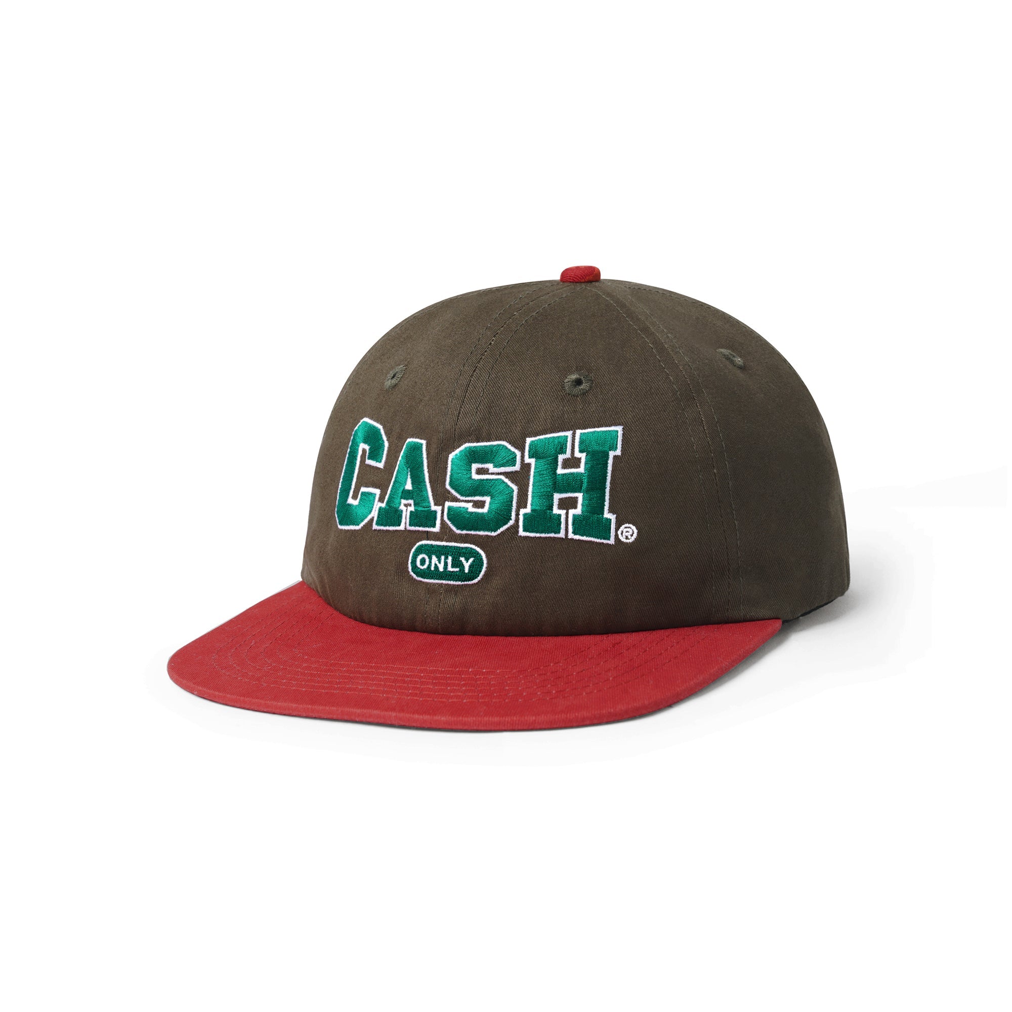 College 6 Panel Cap, Brown / Red