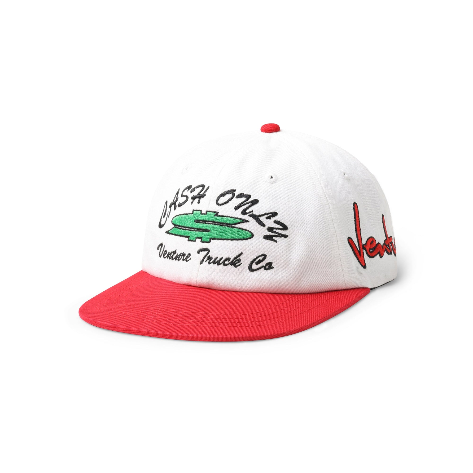 Dollar Sign 6 Panel Hat, White / Red