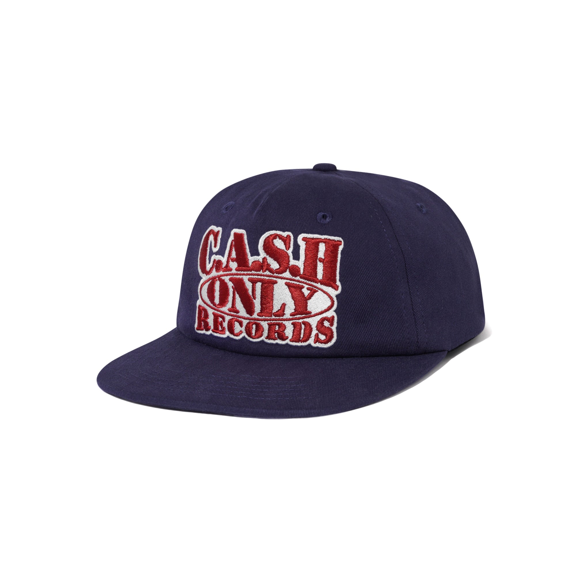 Records 5 Panel Snapback Cap, Navy