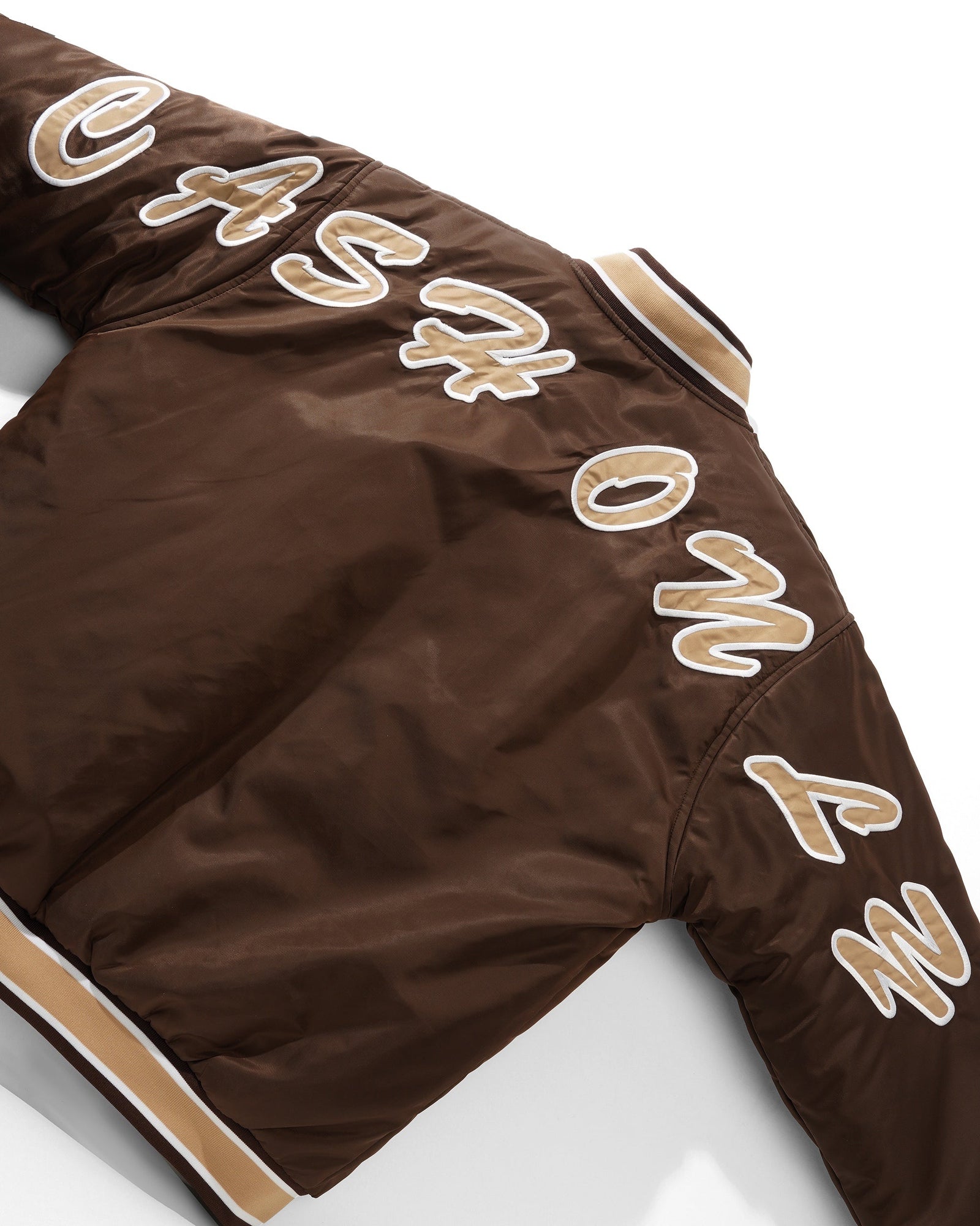 Spell Out Bomber Jacket, Brown